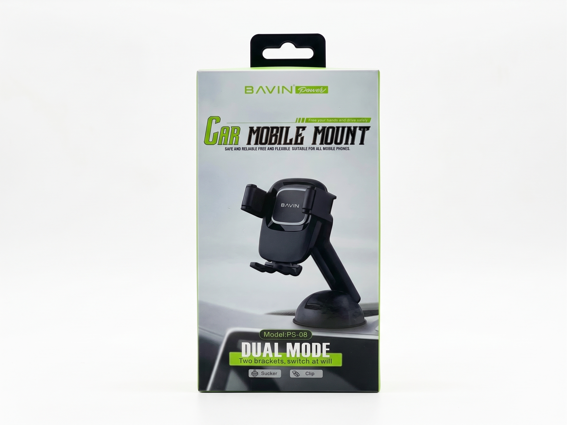 BAVIN PS-08 Dual-Mode Sucker & Clip Car Mobile Mount